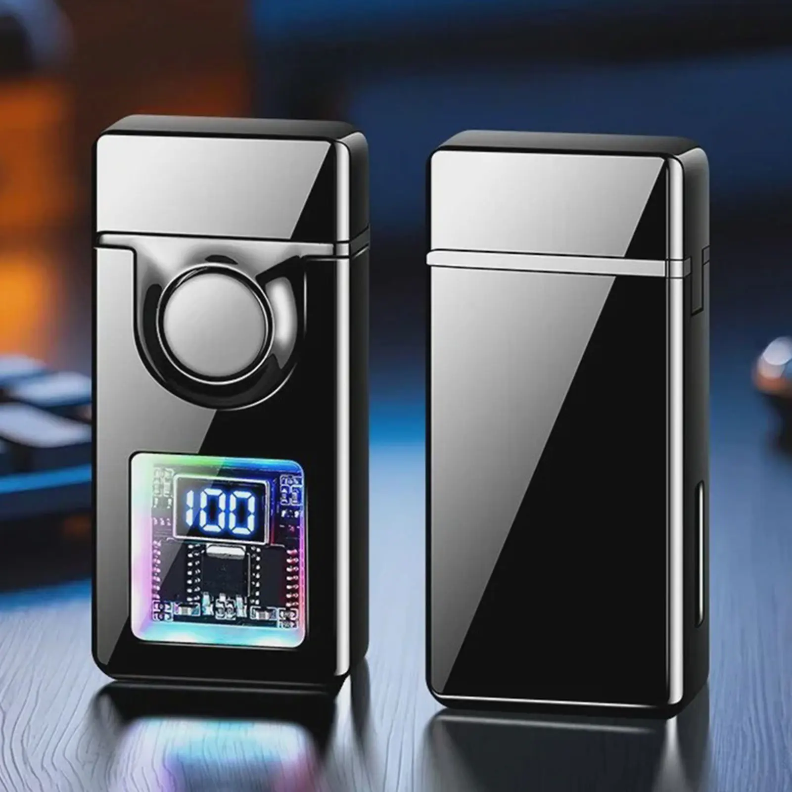 

Double Fire Windproof Lighter with Colored Lights Digital Display Intelligent Induction Direct Flames Lighter