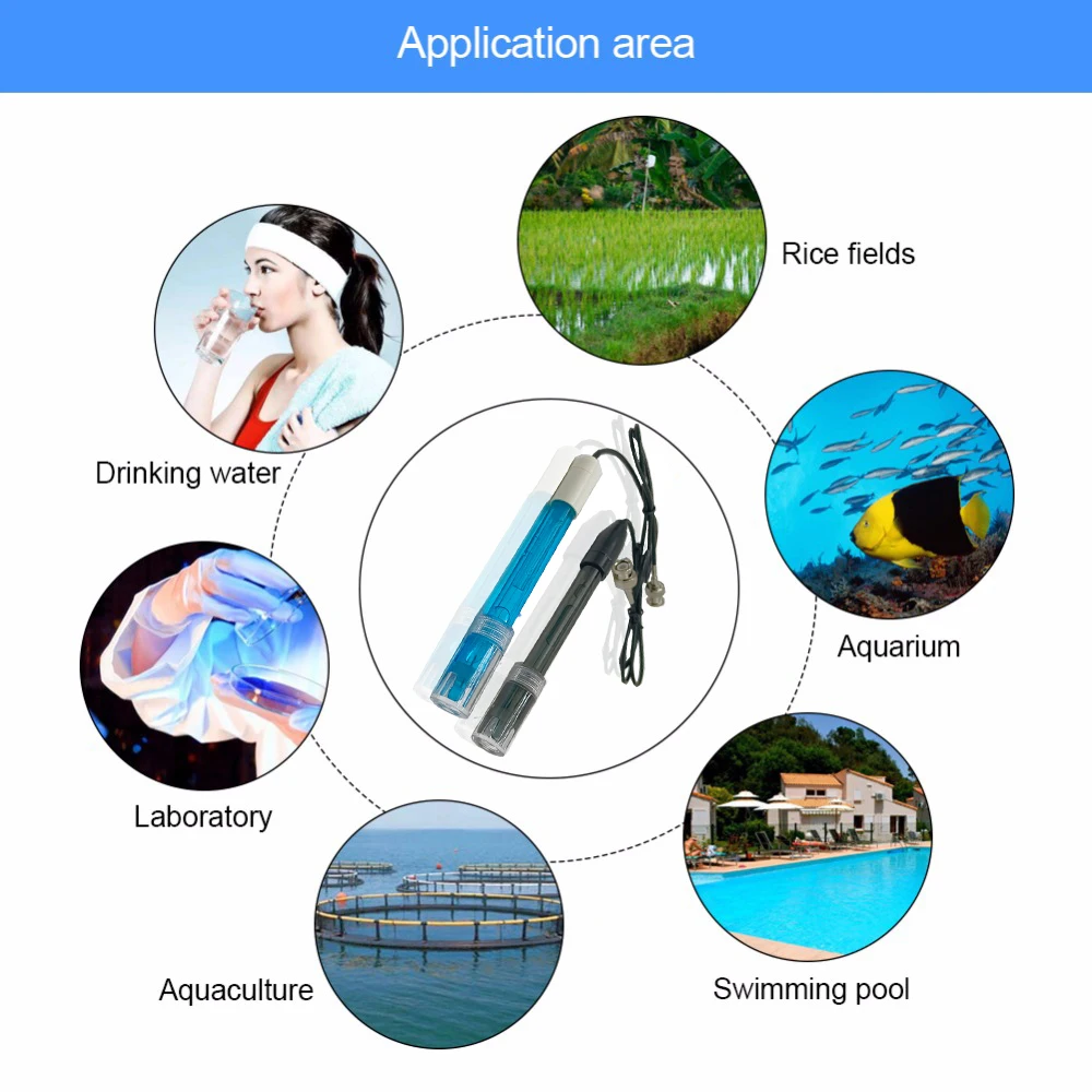 Professional pH Electrode Probe Aquarium Hydroponic Laboratory Sensor BNC Connector PH Tester Probe For Aquarium Swimming Pool