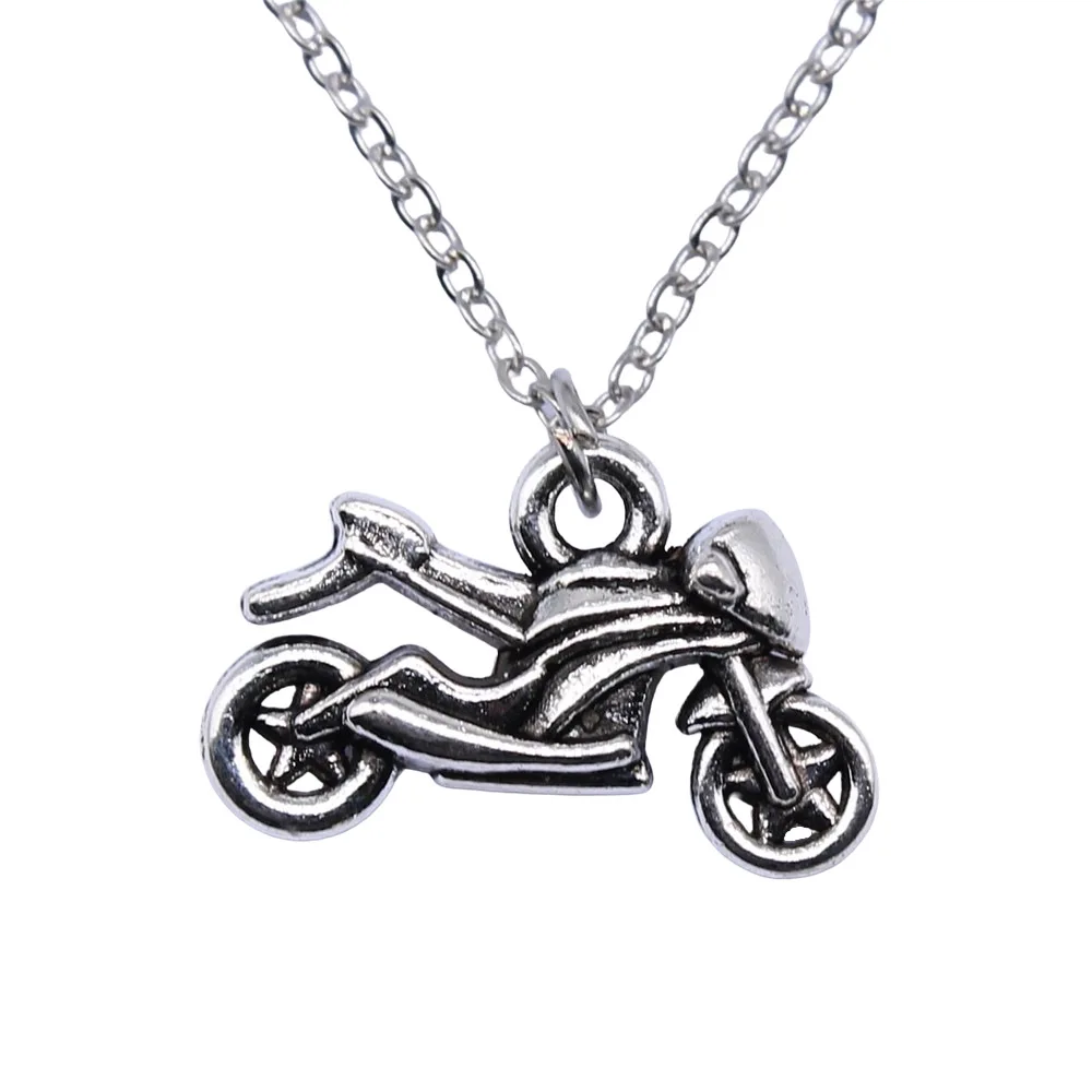 Simple Classic Fashion 14x21mm Antique Silver Color Motorcycle Pendant Girl Women Short Chain Necklaces Choker Necklace