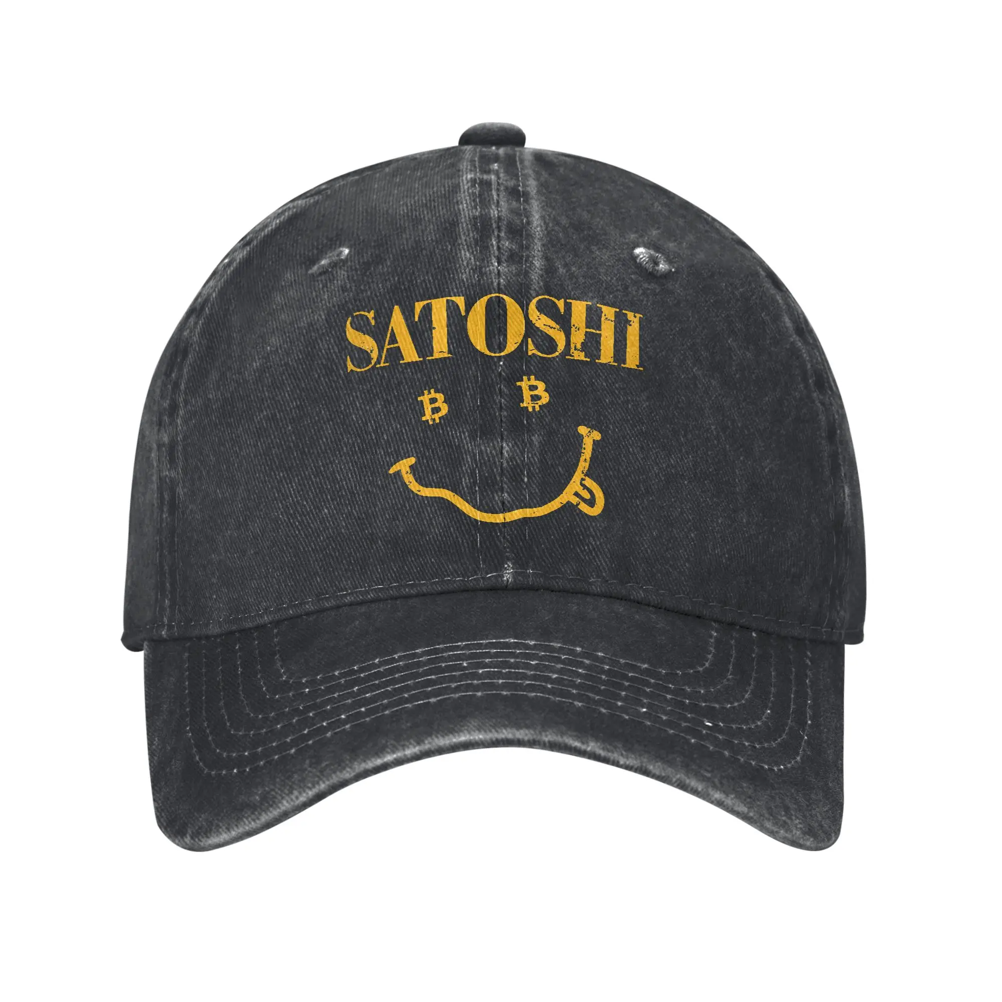 Topi Baseball Washed Blockchain Bitcoin Satoshi Laugh Face Spring Trucker Hat Untuk Pria Wanita Vintage Kpop Rock Sun Baseball Caps