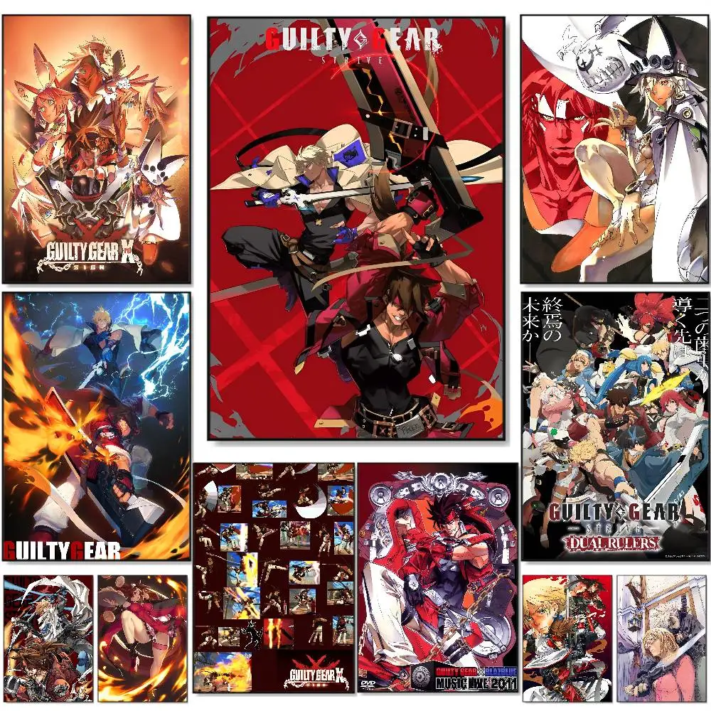 Póster de Game G-Guilty Gear, carteles autoadhesivos HD impermeables, decoración versátil para hogares, bares, hoteles más