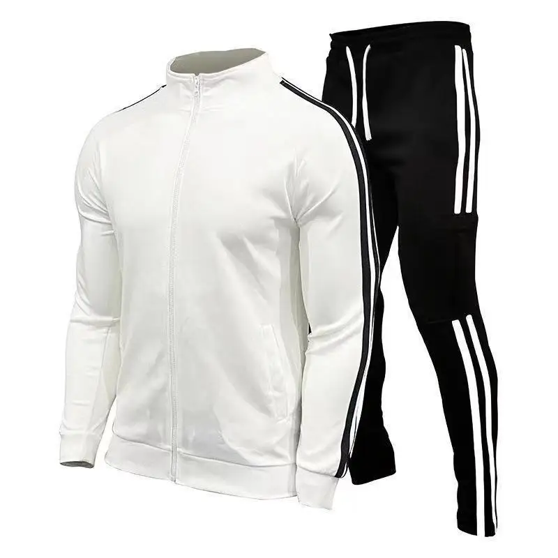 Men\'s 2 Piece Tracksuit Color Block Sweatsuit Stripes Casual Winter Long Sleeve Warm Moisture Wicking Breathable Sportswear Suit