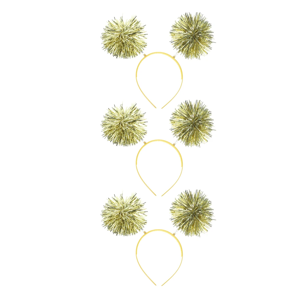 

3pcs Tinsel Pompom Headbands Ball New Year Party Bopper Headband For Women Kids Holiday Birthday Costume Carnivals Lightweight