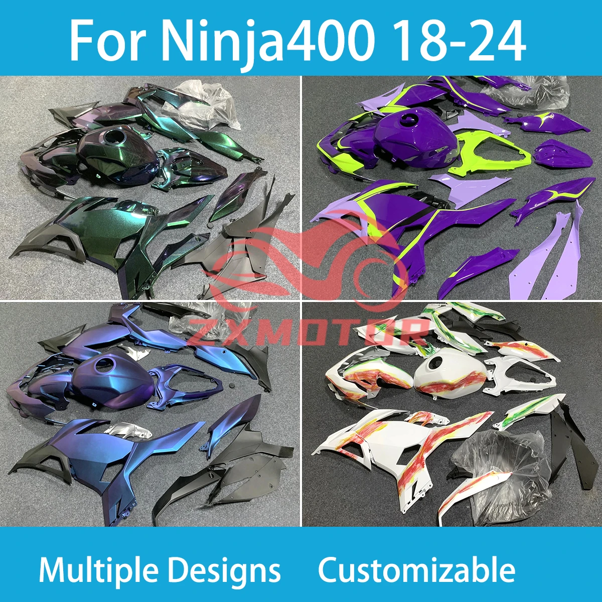 Fairing Kit for KAWASAKI ZX 4R 18 19 20 21 22 23 24 Aftermarket Injection Motorcycle Fairings NINJA400R 2018 2019 2020-2024