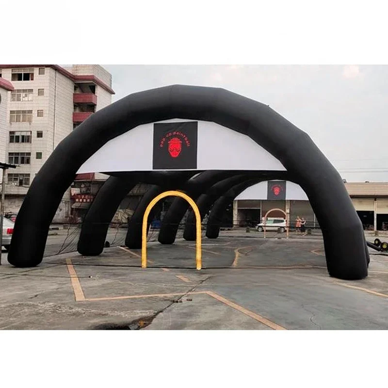 โดมขนาดใหญ่สีดํา Inflatable Paintball เต็นท์กีฬากลางแจ้ง Arena Inflatable Arch กิจกรรม Hall Building Marquee สําหรับงานปาร์ตี้