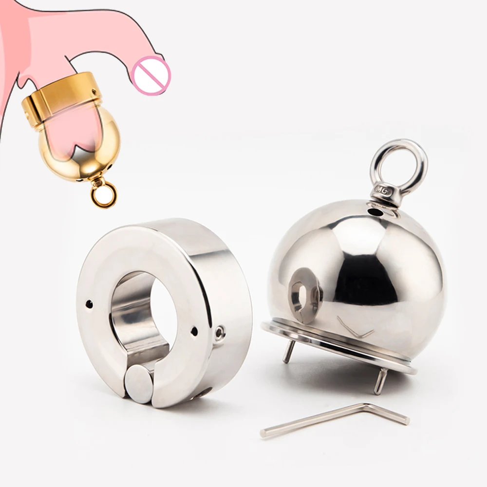 New Silver/Gold Heavy Testicles Ball Stretcher Stainless Steel Male Cock Penis Ring Weight Testis Scrotum Restraint CBT Sex Toys