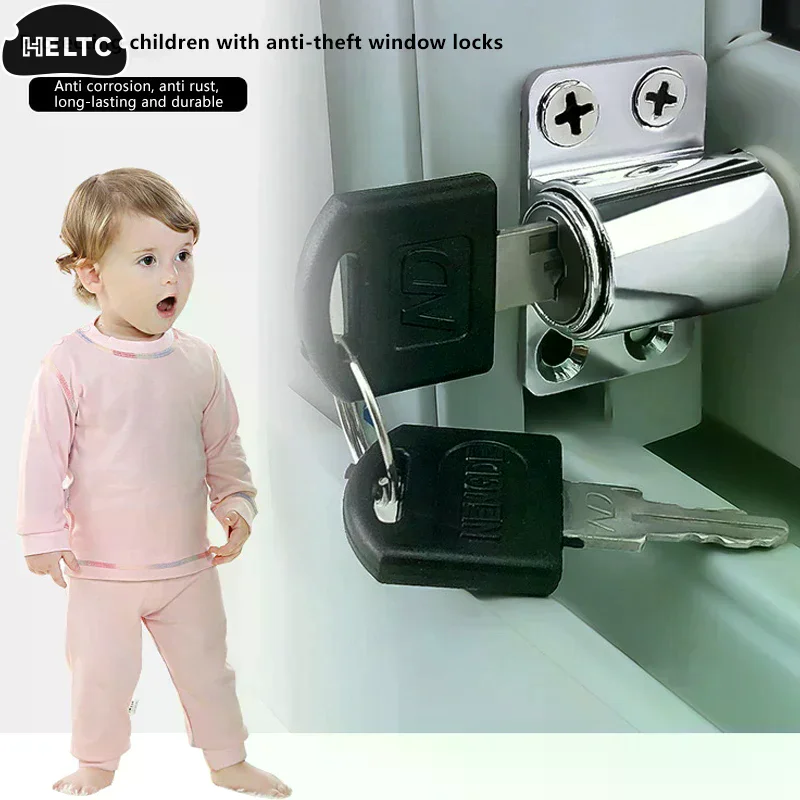 2 Keys 1 Set Sliding Door Window Locks With Baby Child Safety Protection Door Security Lock Catches Push-pull Window Limiter