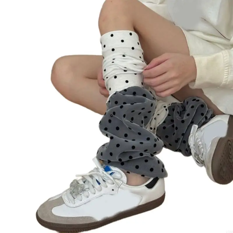 270D متعدد الاستخدامات أسود وأبيض منقط لتدفئة الساق مرن للمناسبات غير الرسمية أو الحفلات #2