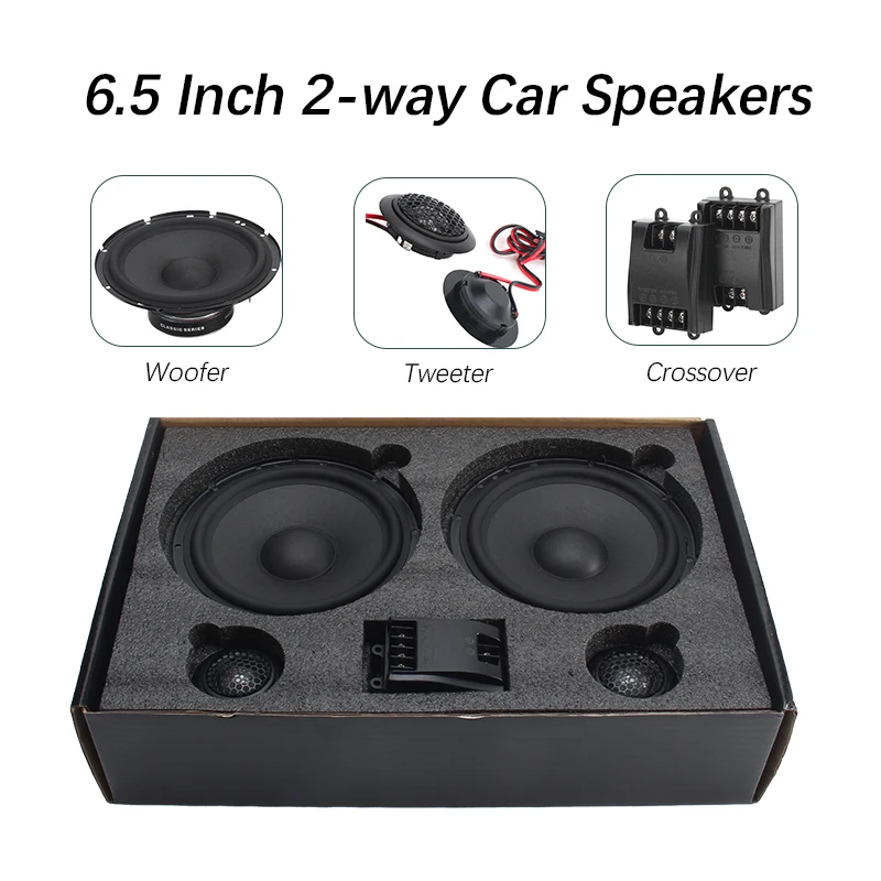 6.5 Inch Paper Cone 4Ohm 88DB 80mm Y30 Ferrite 2-way Car Component Speaker Silk Diaphragm Neo Magnet Active Woofer Speaker Kit