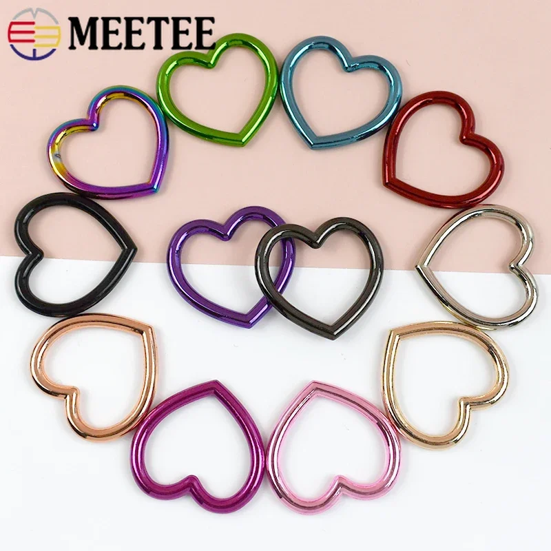 

5/10Pcs 29*22mm Heart Metal Buckles Bag Strap O Ring Buckle Webbing Connect Clasp Dog Collar Adjust Loop Hardware Accessories
