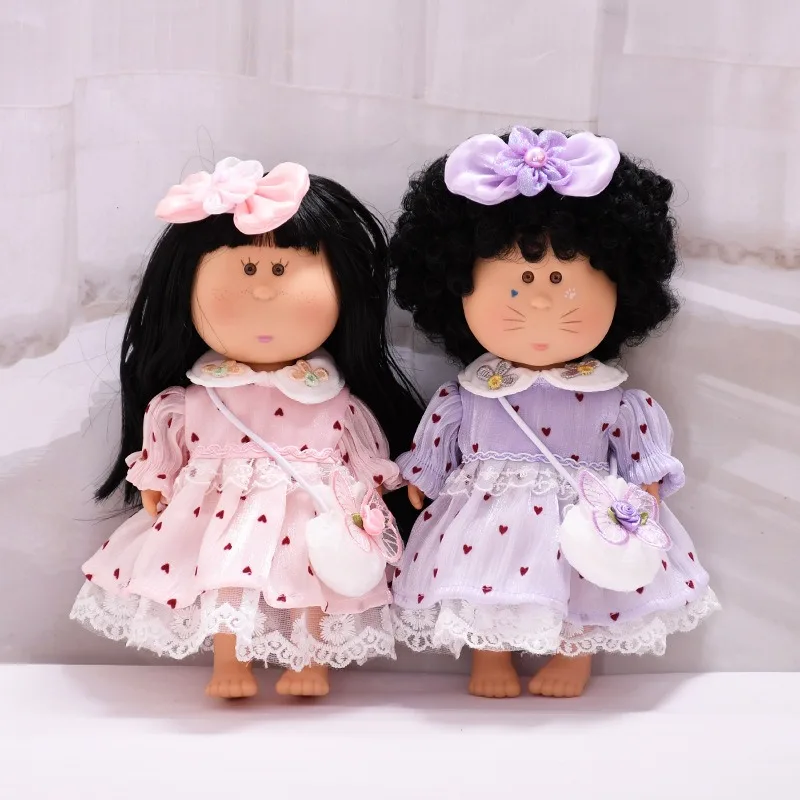 

3Pcs Cute Heart Print Lace Dress with Butterfly Bag for 24cm Spanish Mia Potato Doll Fashion Clothes Outfit Dress Up Accessories