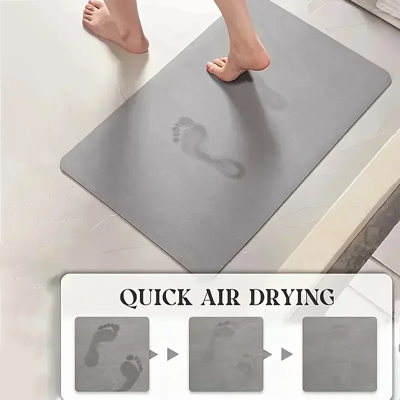Diatomaceous Earth Square Door Floor Rug, Rubber Base and Water Absorbent Surface for Front Entrance and Bathroom