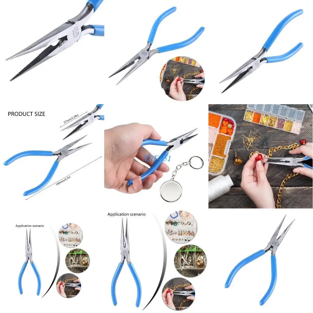 

E15A 6inch Jewelry Plier Beading Clamp Long Needle Nose Pliers for Jewelry Repair