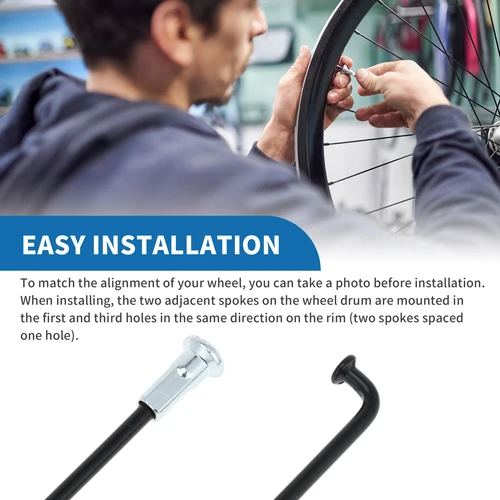 Imagen 2 del producto X Autohaux radios de bicicleta 12G 125/134/136/155/160/170/175/183/185mm de longitud radios de rueda de bicicleta piezas de repuesto acero al carbono negro