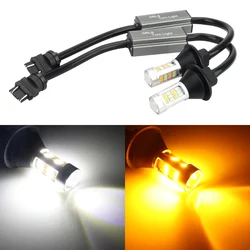 2pcs 1156 led drl CANBUS 7440 T20 BA15S P21W BAU15S PY21W Turn signal Daytime running lights Fog lamp yellow white Dual Mode 12V