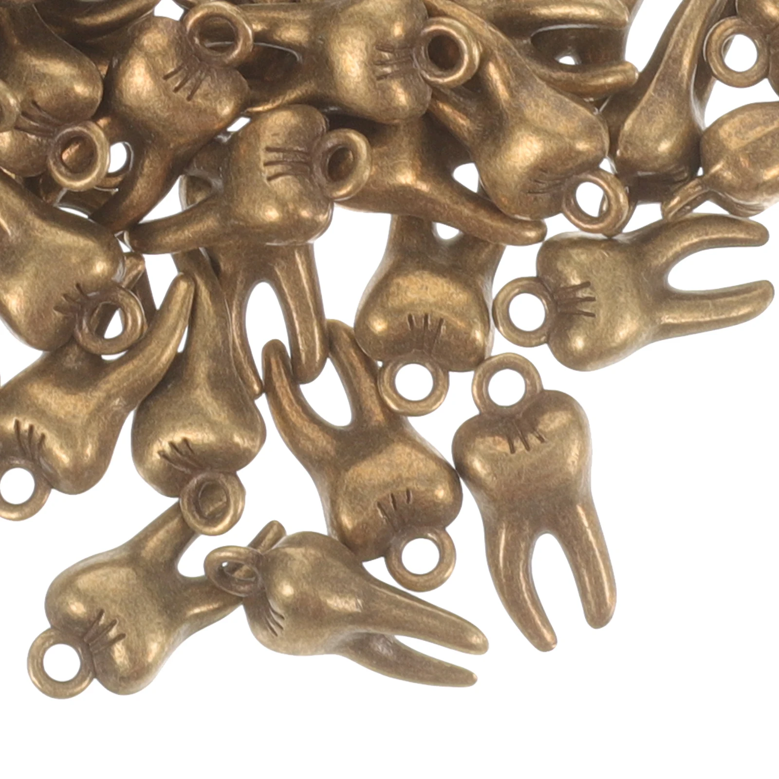 

100pcs Retro Alloy Teeth Charms Fake Tooth Hanging Ornaments For Diy Jewelry Keychain Making Creative Decorative Accessories
