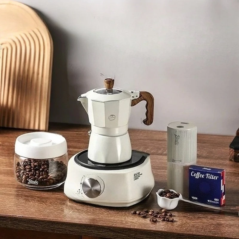 

Электрическая керамическая плита Mocha Pot с двойным клапаном подходит для заваривания кофе с бытовыми инструментами для эспрессо 600 Вт и 220 Вт