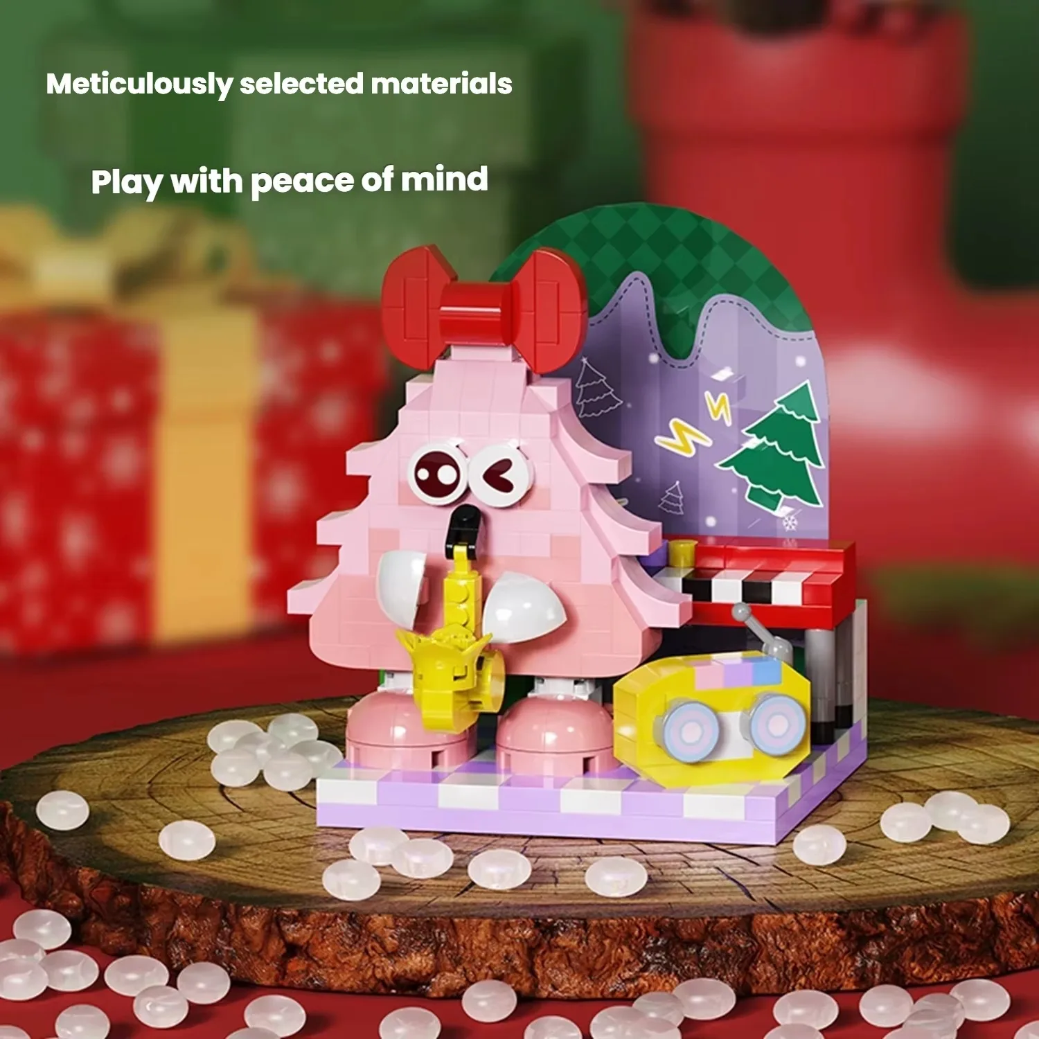 Creative Christmas Rock Band Building Block Set, Santa Snowman Xmas Tree Music Stage Bricks Model, DIY Home Decor Toy