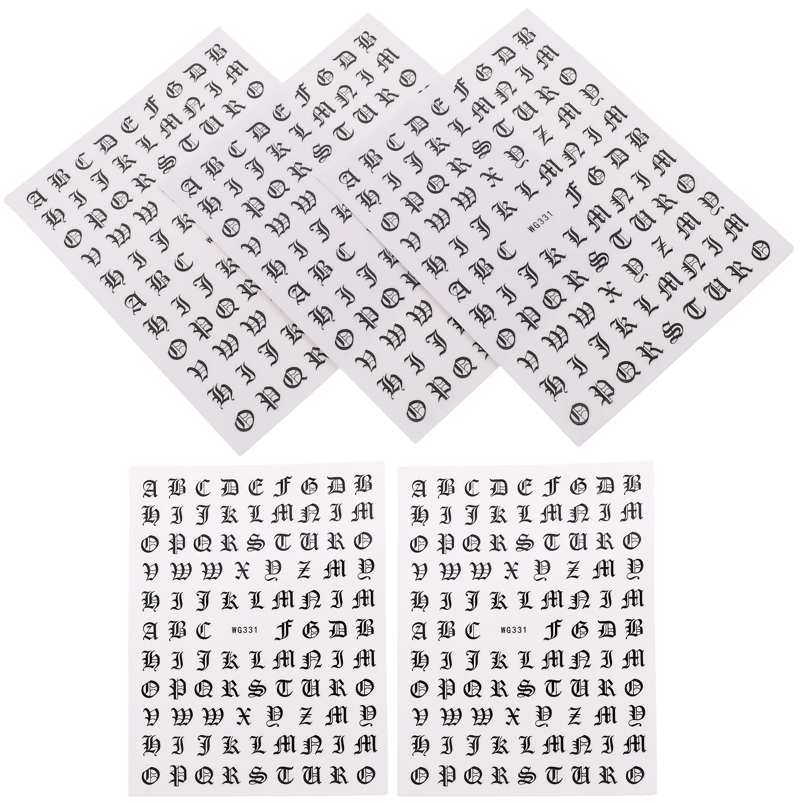 

5 Sheets Alphabet Nail Stickers Exquisite Craft Eye Catching Design Home DIY Use Easy Apply Gel Nail Decals Alphabet Stickers