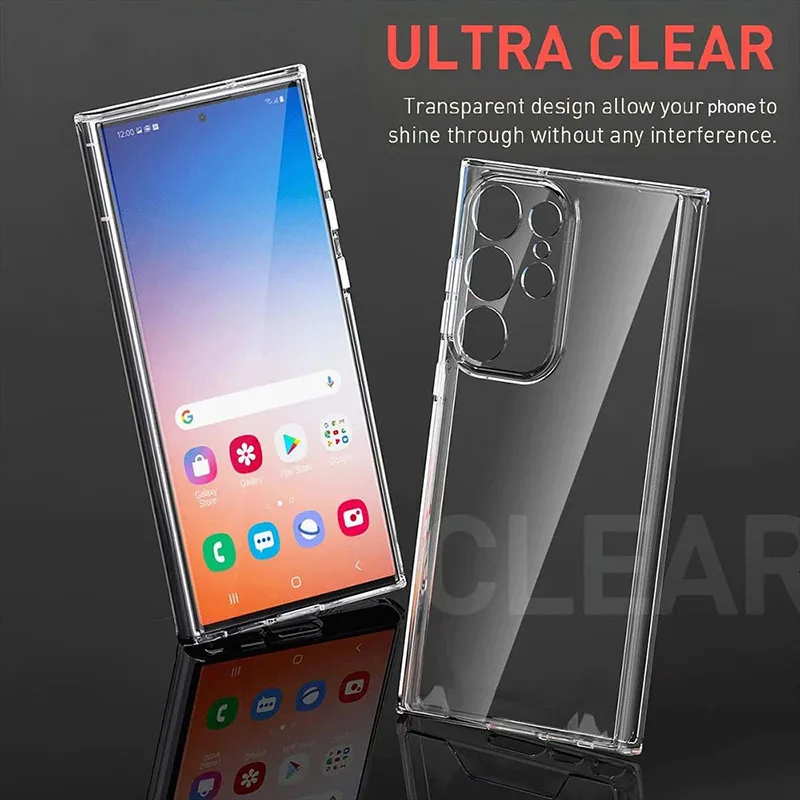 Ultra fino claro silicone macio tpu caso para samsung galaxy s25 s26 ultra s24 s23 s21 s20 fe s22 ultra plus borda capa caso