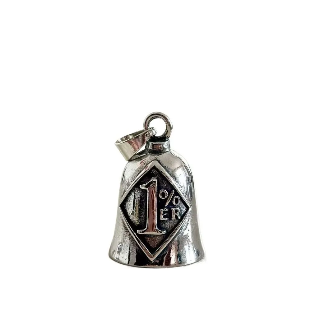 One Percent Motorcycle Guardian Bell Pendant Punk Style Evil Spirit Trap Bell Lightweight Small Size Biker Good Luck Charm
