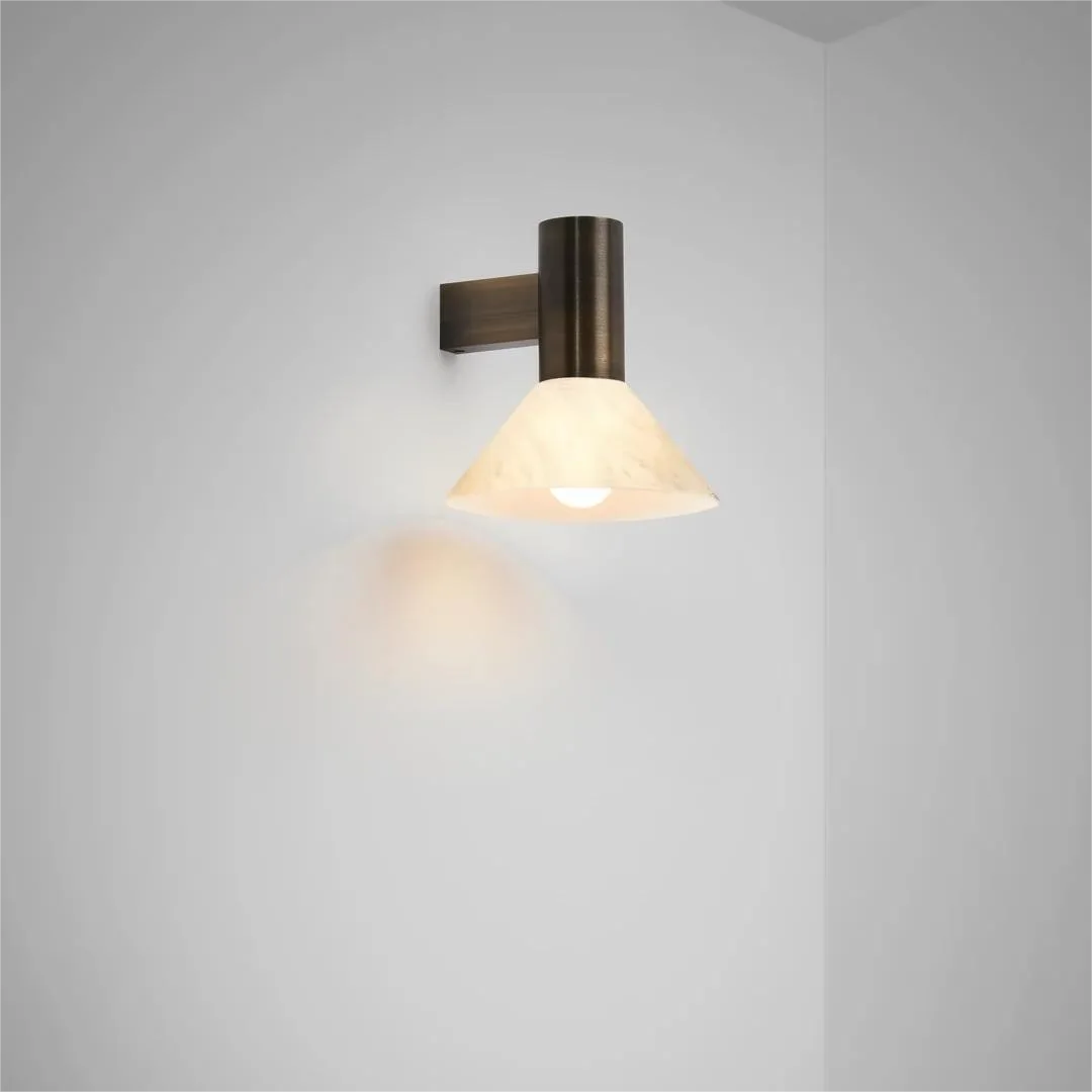 Vintage nostalgic concept: Snowflake plaster bronze wall lamp, medieval tapered living room feature wall, bedroom bedside wall