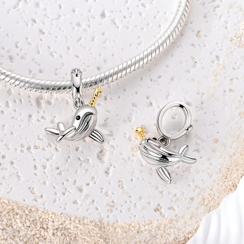 2026 Sommer Charms Perlenanhänger 925 Sterling Silber Ozeanperle Fisch Muschel Schildkröte Charm passend für Armband für Damen DIY Schmuck Geschenk – Detail 29