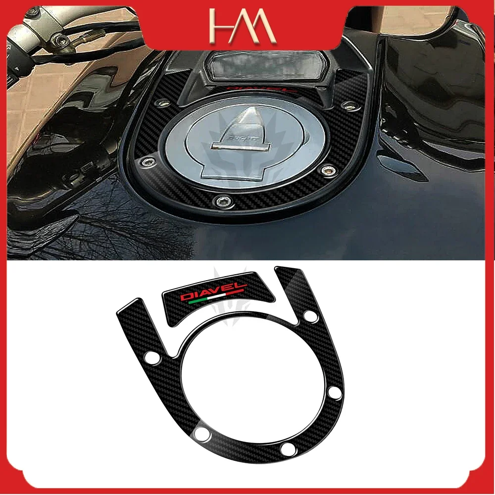 

3D Carbon-look Motorcycle Tank Pad Protection Fuel Cap Compatible Case for Diavel Models