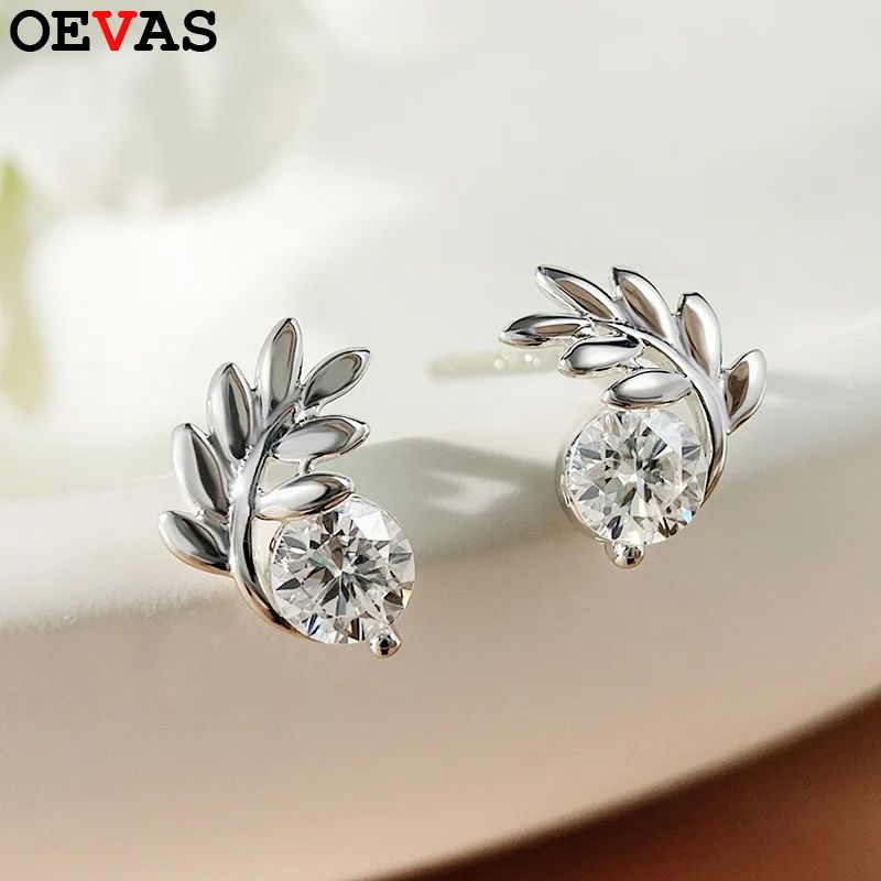 OEVAS 3.5mm Round Moissanite Stud Earrings For Women S925 Sterling Silver Can Pass Diamond Test Wings Earring Wedding Jewelry