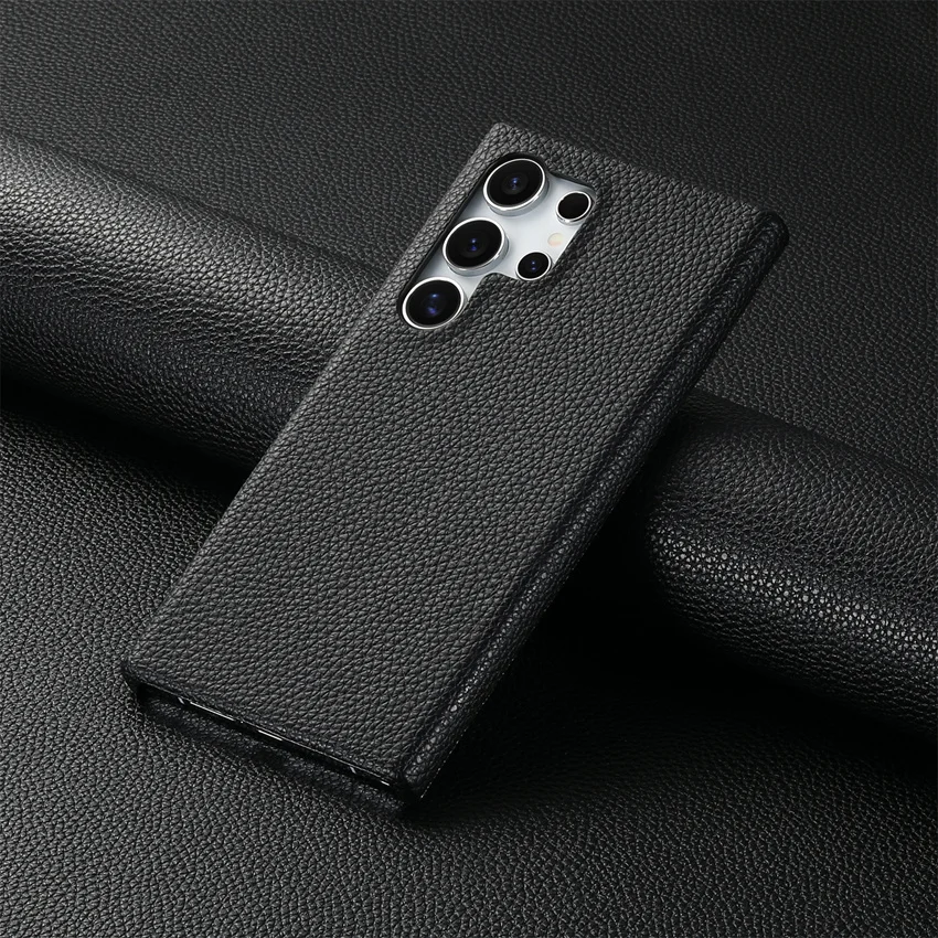 Luxury Litchi Grain Leather Case For Samsung Galaxy S20 S21 S22 S23 S24 Ultra Plus FE 5G Slim Phone Back Cover