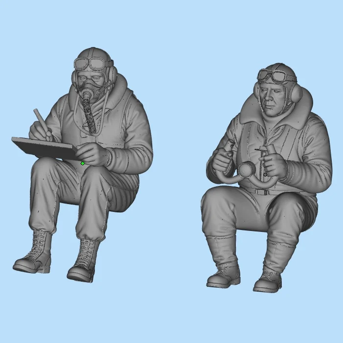 Modelo de Resina Impreso en 3D de Piloto de Bombardero Lancaster en Postura Sentada, Figura Militar de Plástico de la Marca A...