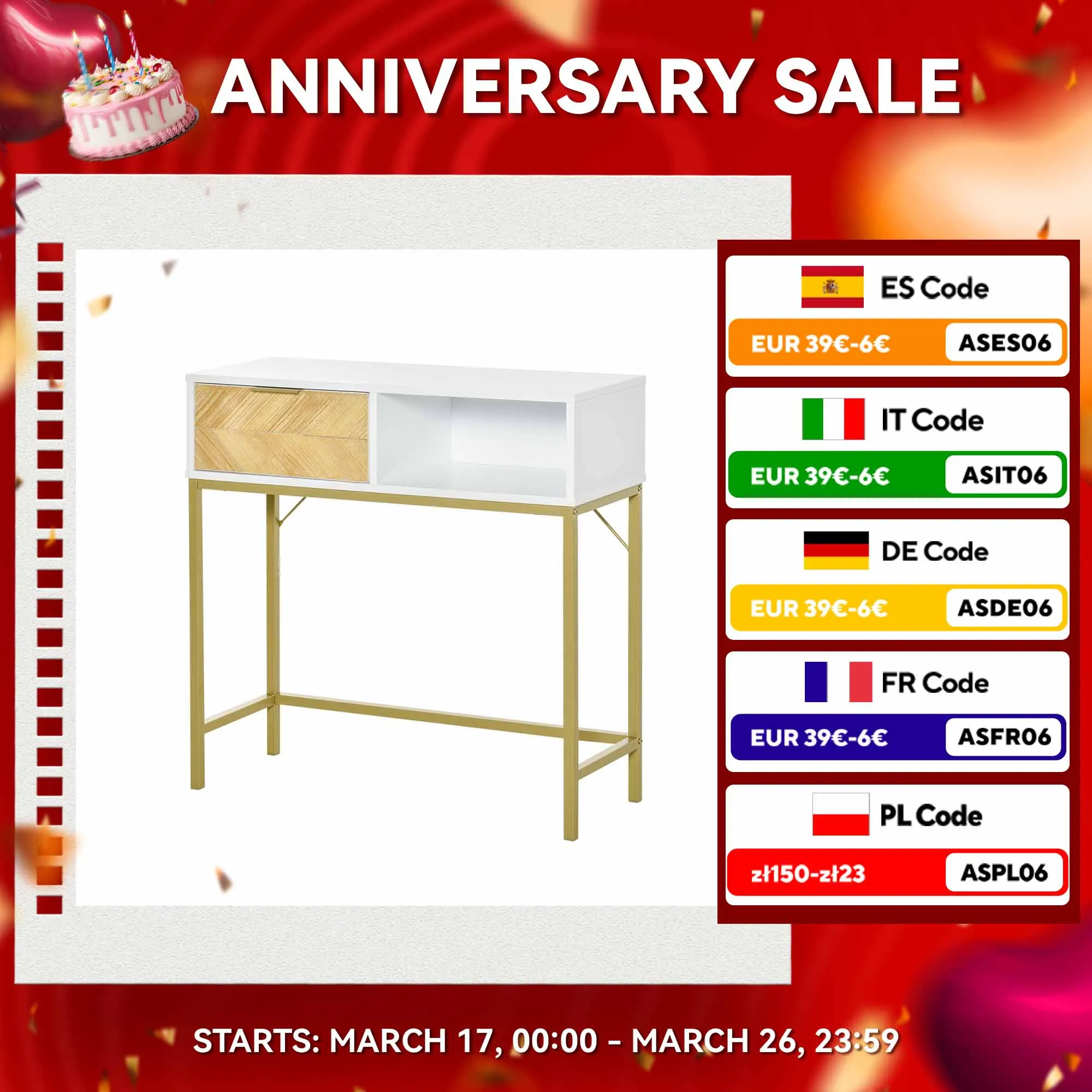 Consolle HOMCOM con cassetto e moderna sala mobili con ripiano aperto