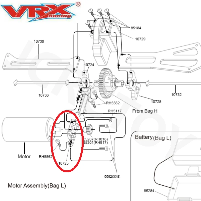 VRX 10725 supporto motore in metallo S per scala 1/8 4WD VRX Racing RH817 RH818 Cobra Electric Truggy Car Upgrade Parts