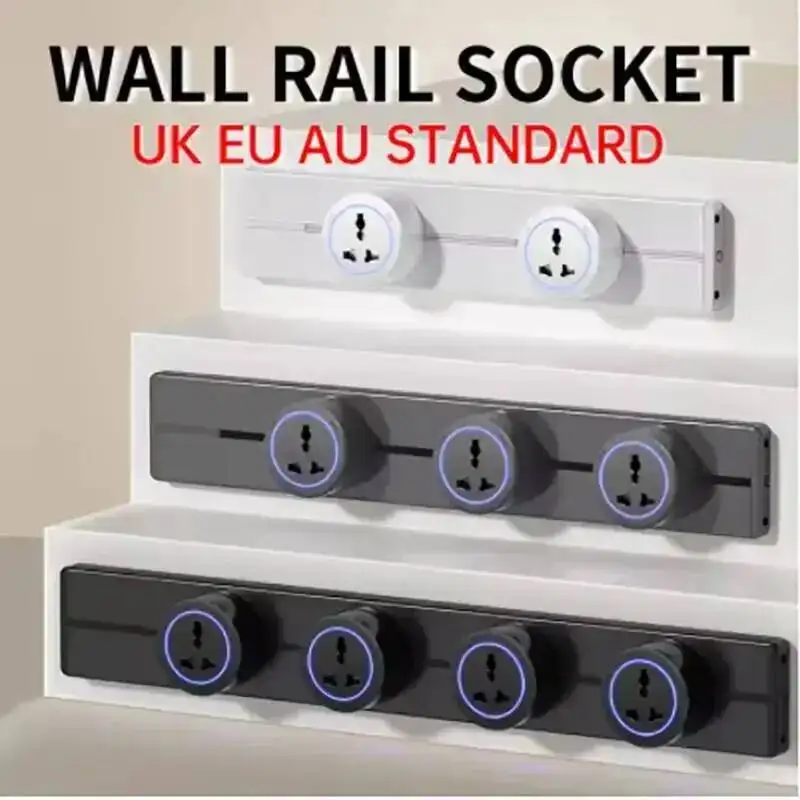 Track Socket 8000W UK EU US Standard Round Romovable Adapter Home Kitchen Meeting Wall Mounted Power Rail Sockets With Usb Typec