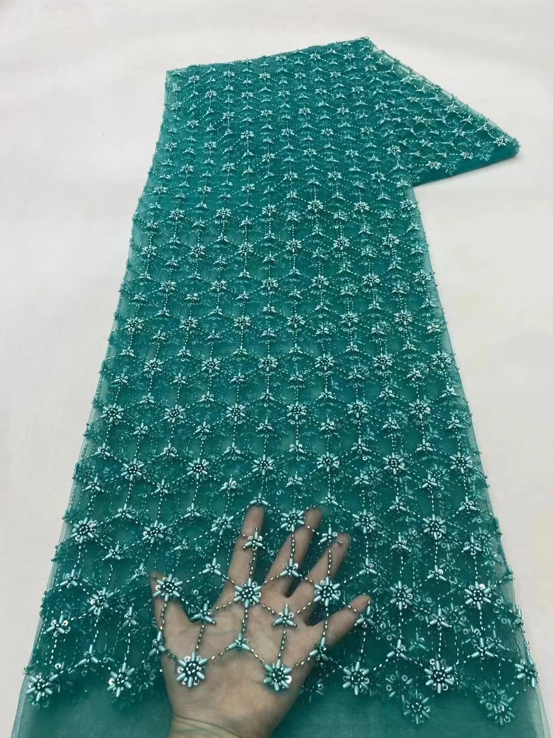 2024 Latest French Sequins African Tulle Lace Fabric For Wedding High Quality Nigerian Bead Tube Embroidery Fabric