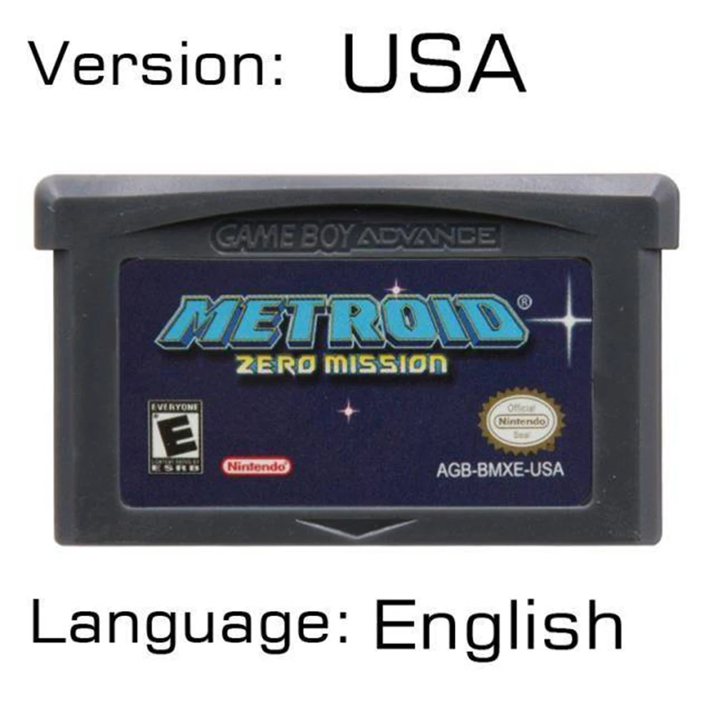 GBA Metroid Series Game Cartridge 32-Bit Video Game Console Card Fusion Zero Mission USA EUR Version for GBA NDS