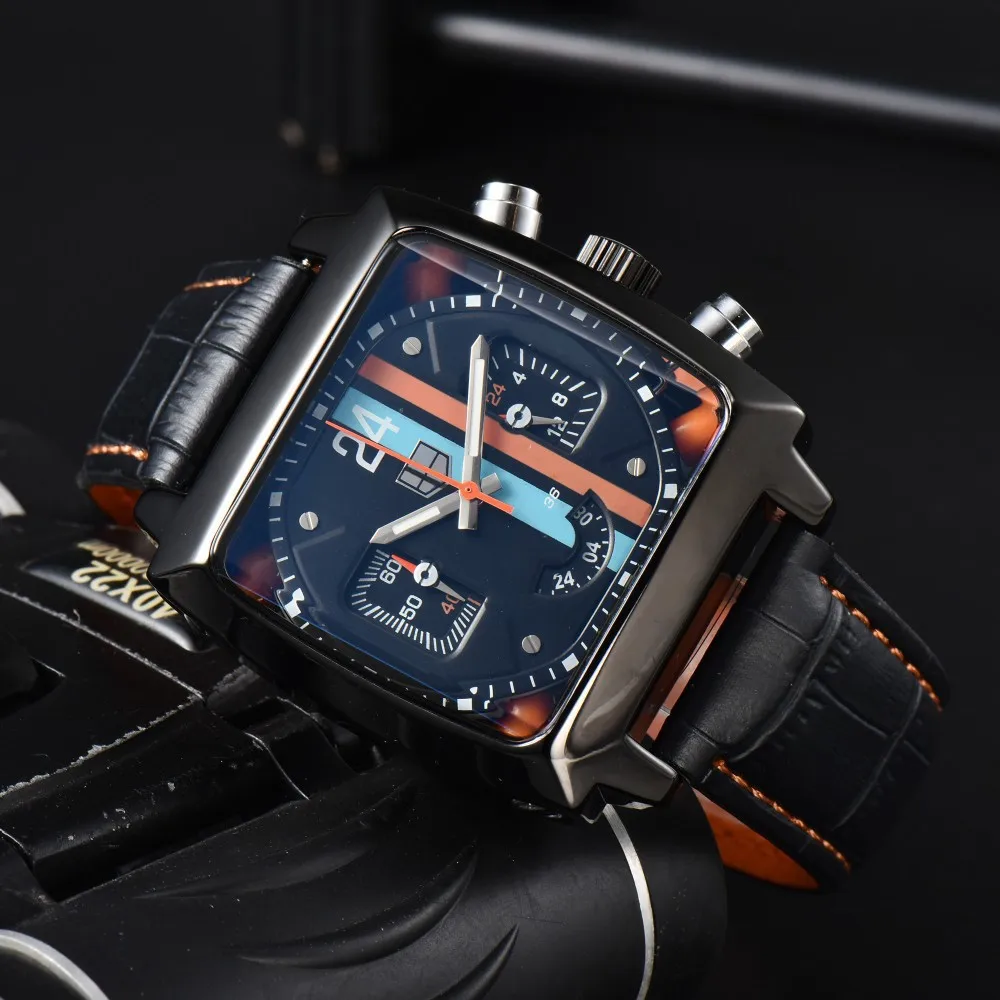 2025 ساعة مربعة فاخرة مصممة للرجال 6 يد متعددة الوظائف كرونوغراف عالي الجودة ساعة يد بتصميم معقد