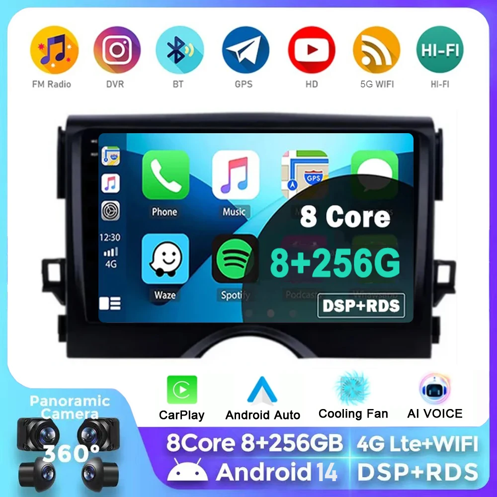 

9 inch Android 14 For TOYOTA REIZ Mark X 2010 2011 2012 2013 2014 2015 Car Radio Auto Stereo MP5 Player Head Unit GPS Carplay