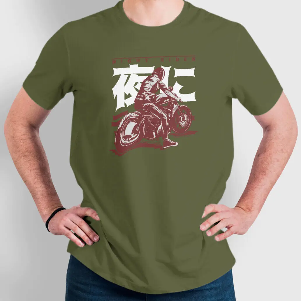 Night Rider Cafe Racer Classic Motorcycle Fine Jersey Cotton T-Shirt