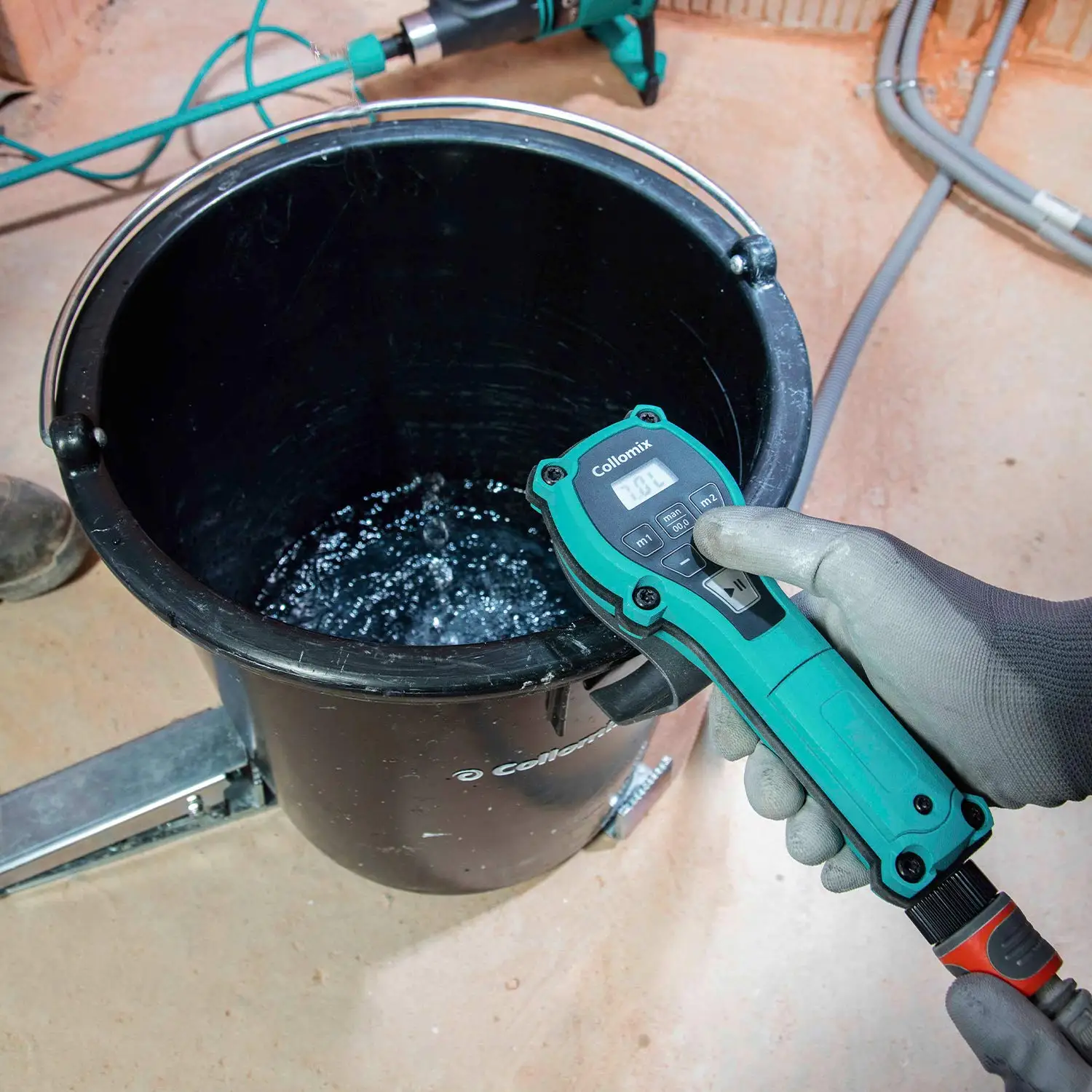 Water Dosing Device - AQiX Precision Water Meter for Material Mixing with Automatic Flow Stop & 3/4" Quick Hose Connect