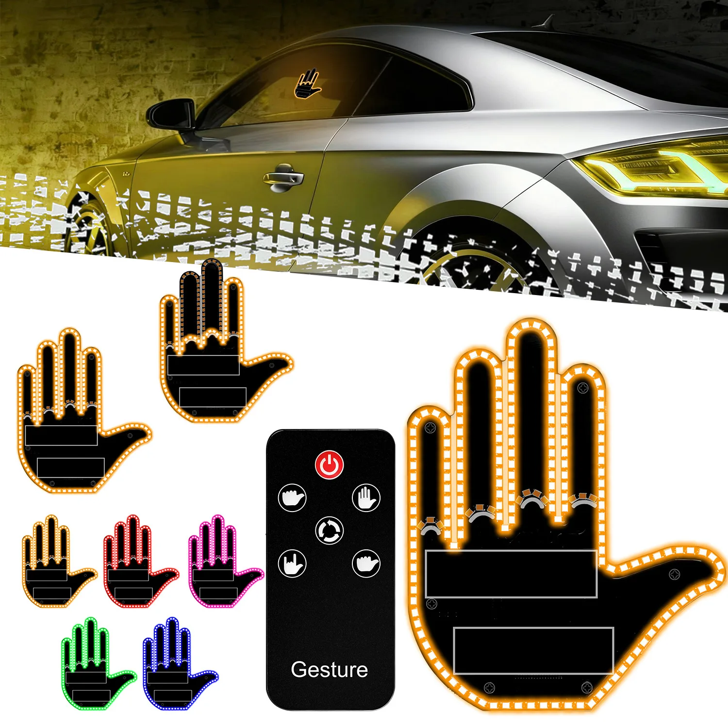 

Car gesture light for SUV truck, multi-function LED light USB powered rechargeable