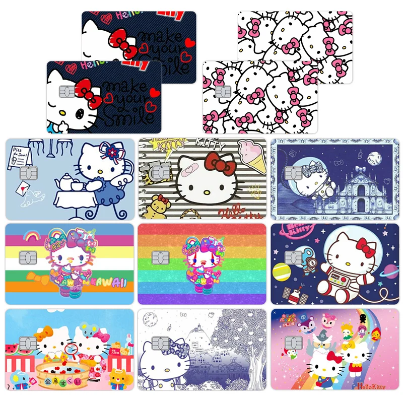 

2PCS Hello Kitty Cartoon Credit Card Stickers Visa Debit Bank Charge Card Waterproof Film Skin Cover Sticker Decal Decoration