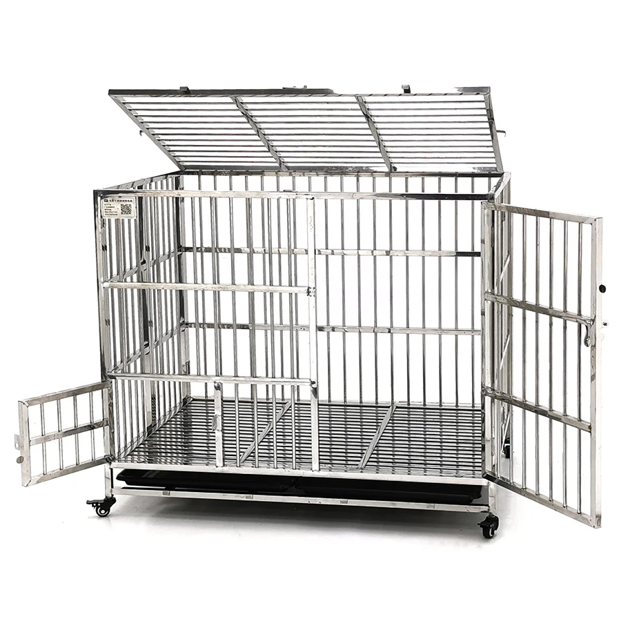 ステンレス鋼の犬のケージ,小,中,大,犬のボーダー,ウサギ,金髪,手作りの厚手の折りたたみ式ペットケージ304