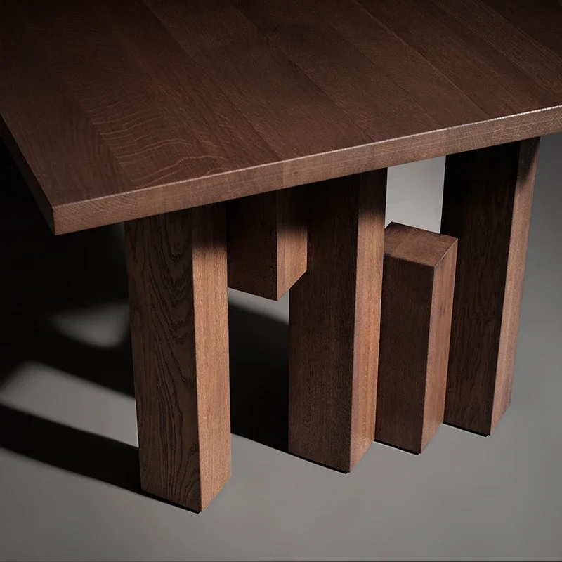 طاولة شاي وكرسي من الخشب الصلب والرياح الرملي من وابي، طاولة شاي بسيطة وحديثة، طاولة قهوة، إضاءة راقية #5