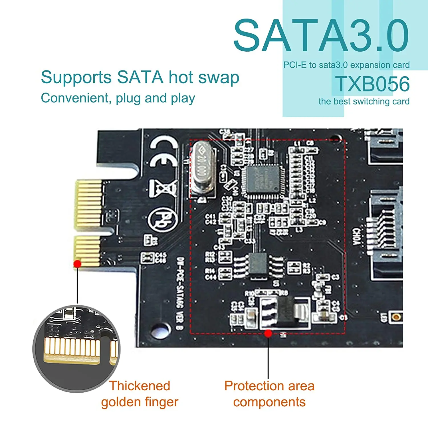 2 Stück Express zu SATA3.0 2-Port SATA III Controller-Kartenadapter Riser-Karte, PCIE Pci-E zu SATA Pcie IDE-Kartenadapter