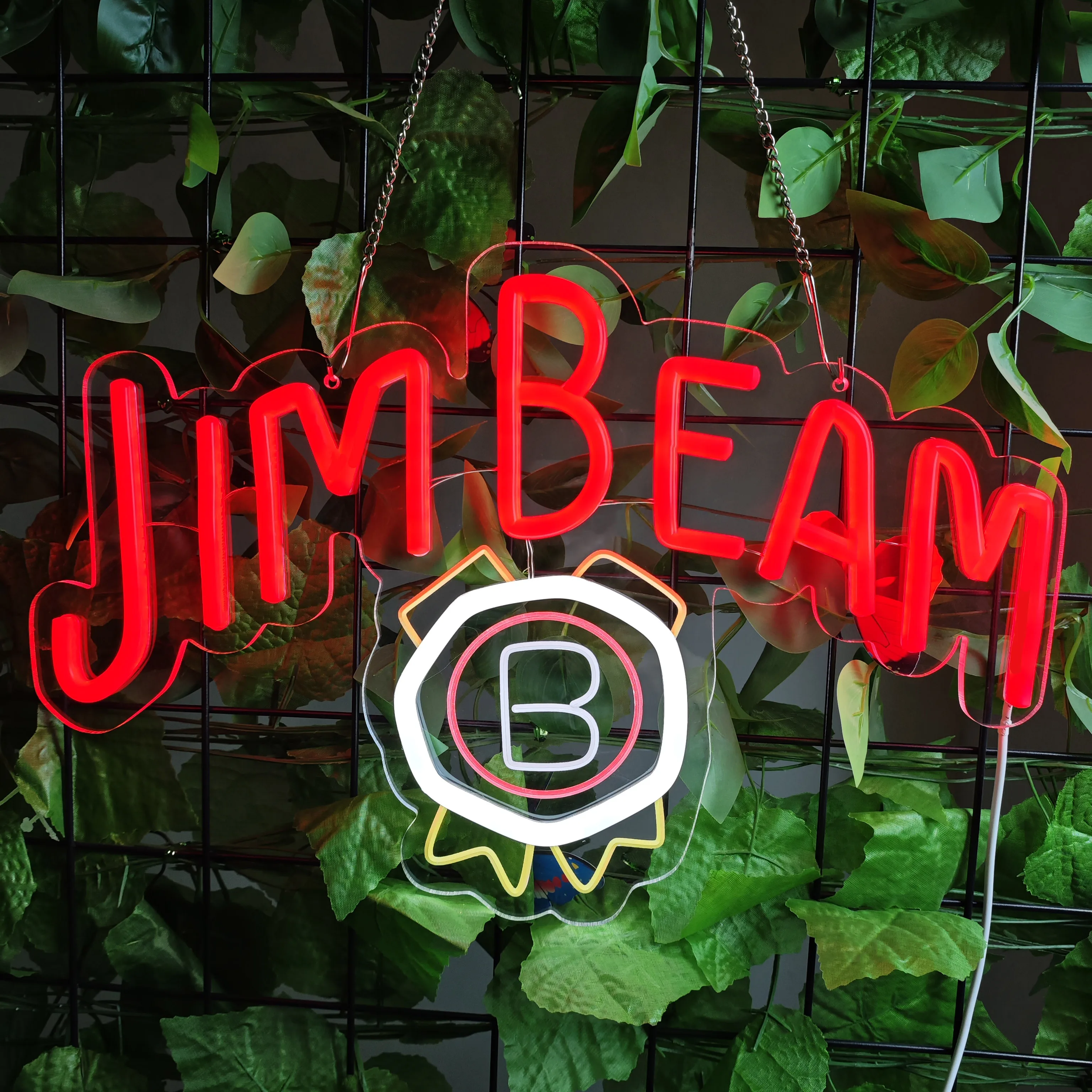 1 Pieza de Luz de Neón para Bar, Luz LED de Neón Jim Beam Whiskey para Decoración de Pared, Hecha de Acrílico y Adecuada para la Cueva del Hombre