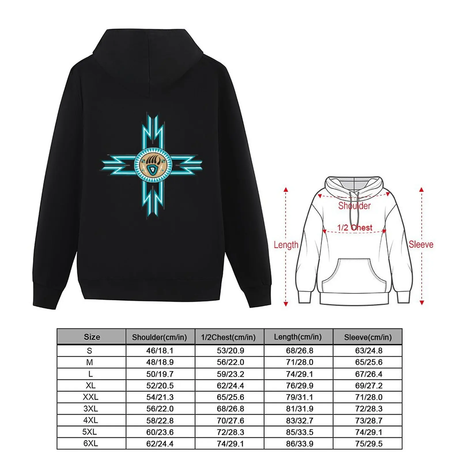Turquoise Bear Paw Native American Hoodie male clothes men clothes autumn clothes new in hoodies and blouses