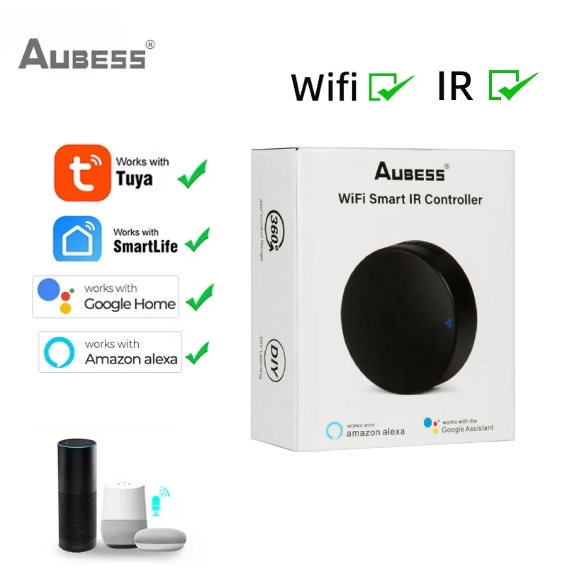 IR รีโมทคอนโทรล Mini Tuya Wifi ควบคุมอินฟราเรดสำหรับสมาร์ททีวี DVD AUD AC Air Conditioner ทำงาน Alice Alexa google Home