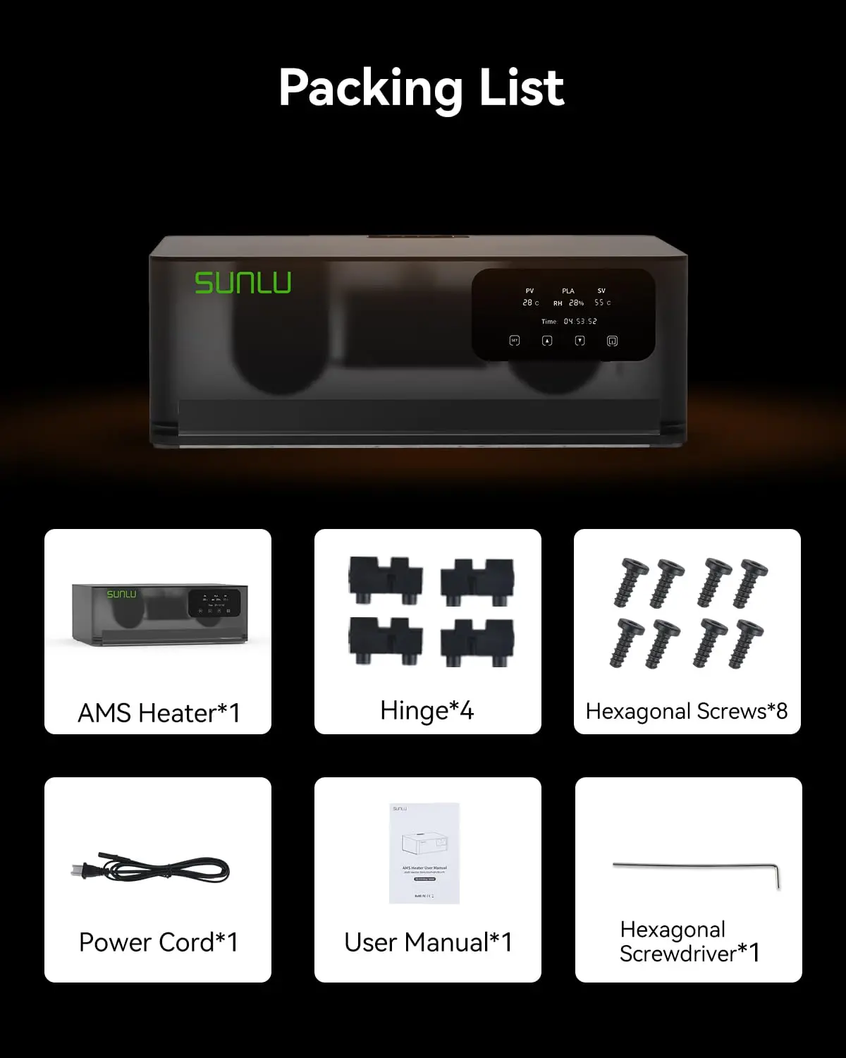 سخان SUNLU الرسمي AMS، متوافق مع Bambu Lab AMS Gen 1 - يقدم الطباعة والتجفيف المتزامن، تسخين سريع حتى 70 ° ج