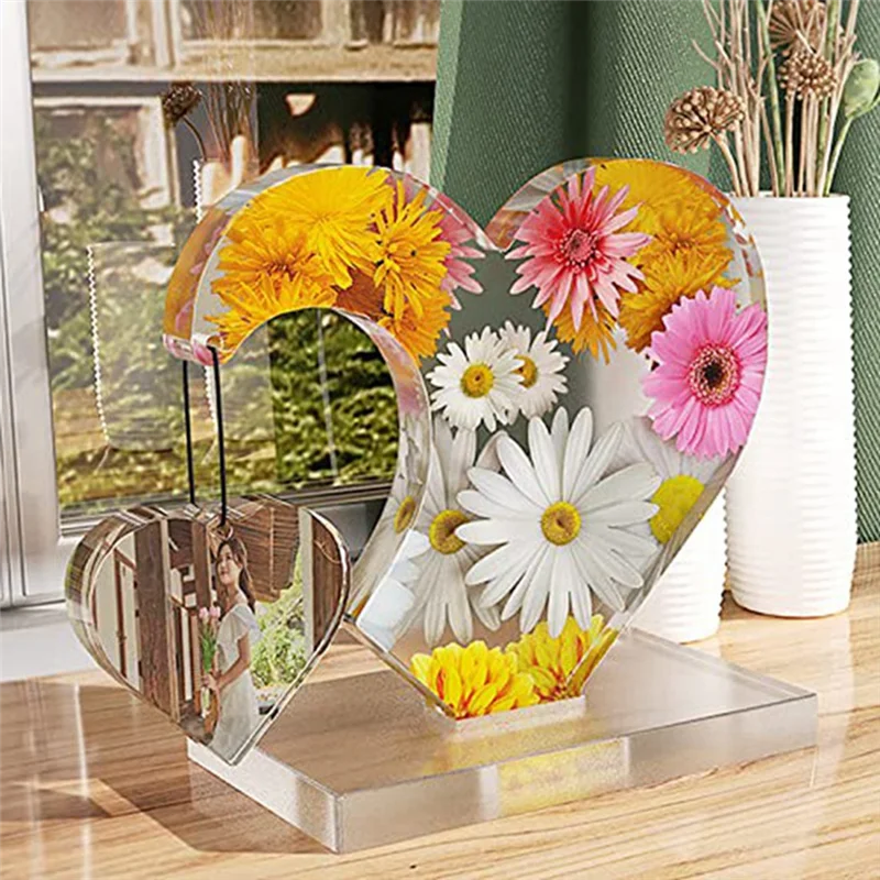 AC23-1Set قوالب الراتنج القلب لإطار الصورة إطارات صور القلب قوالب السيليكون قوالب السيليكون هلام السيليكا DIY بها بنفسك ديكور المنزل